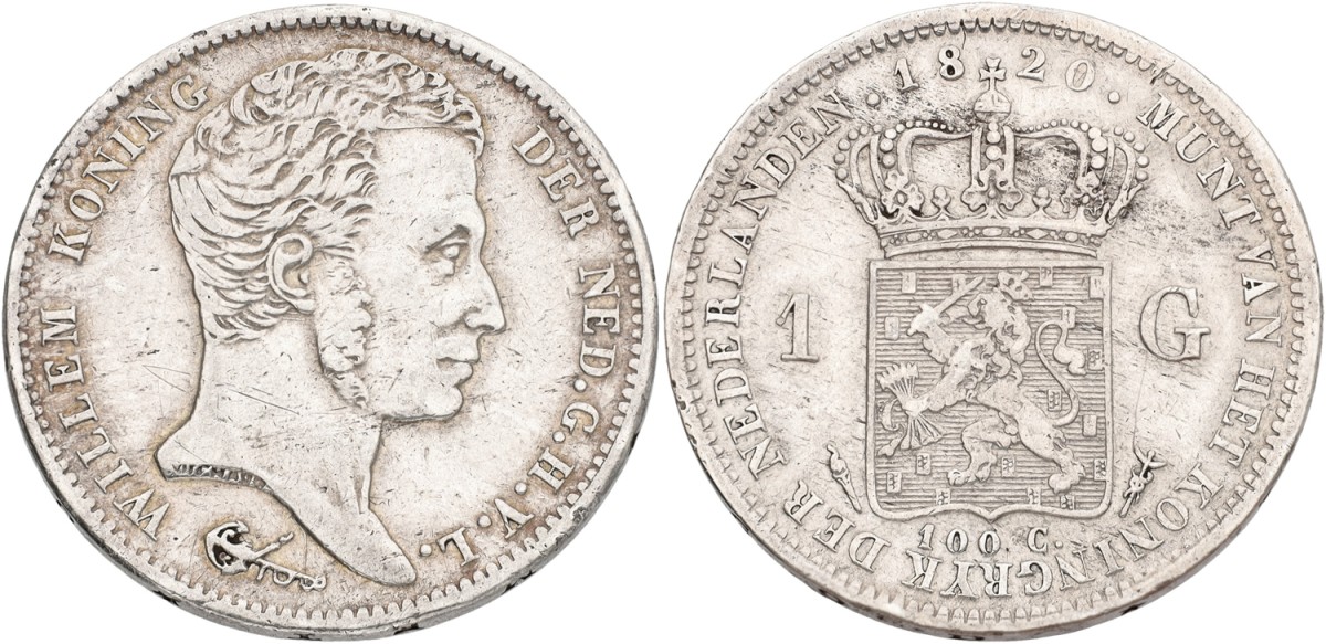 1 Gulden. Willem I. 1820. VF.