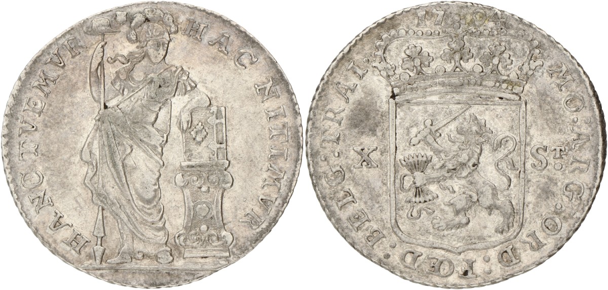 Halve generaliteitsgulden van X stuiver. Utrecht. 1794. XF -.