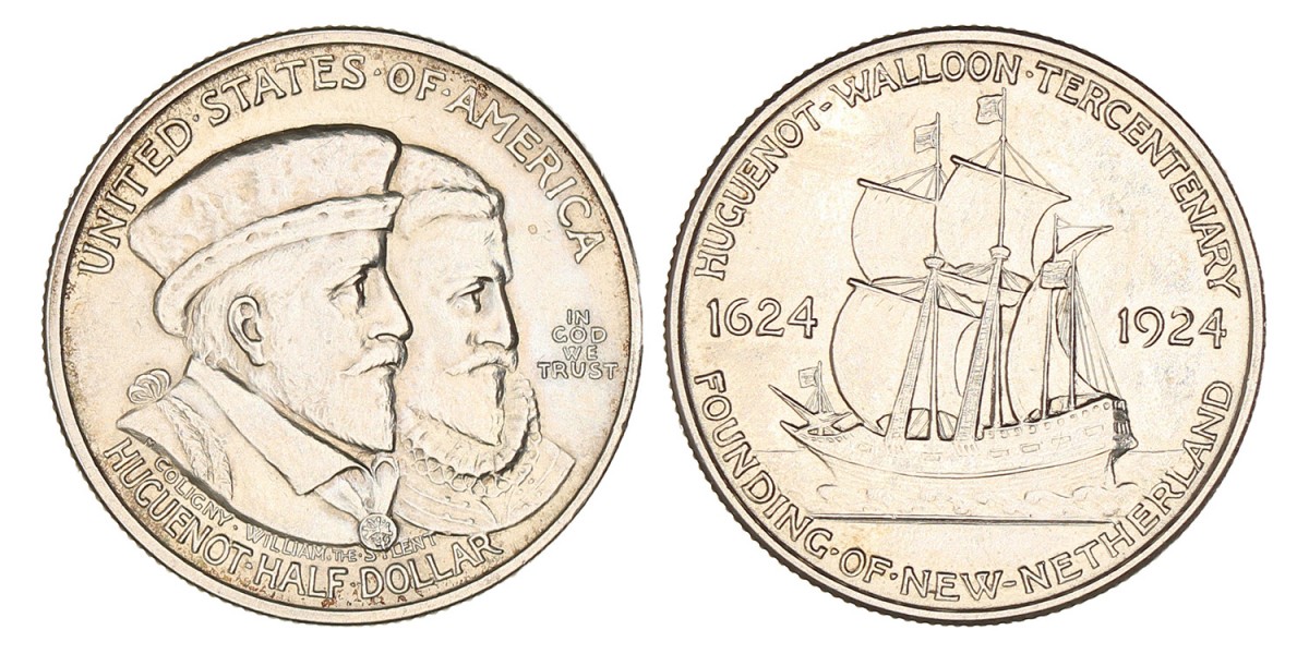 USA. 'Huguenot-Walloon Tercentenary' ½ Dollar. 1924.