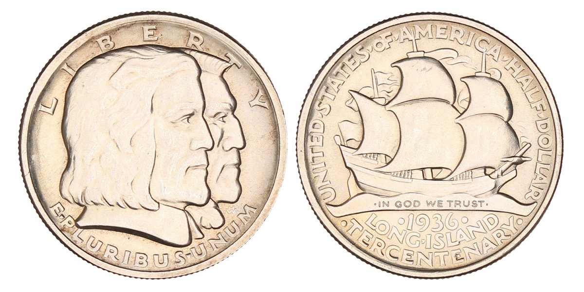 USA. 'Long Island Tercentenary' ½ Dollar. 1936.