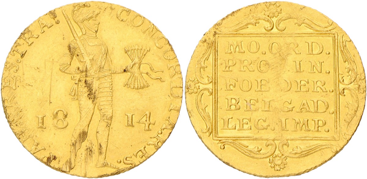 Gouden dukaat. Willem I. 1814. VF.