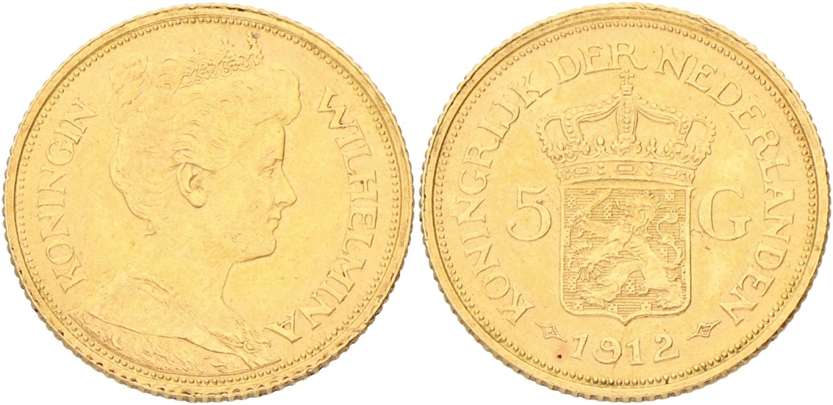 5 Gulden. Wilhelmina. 1912.