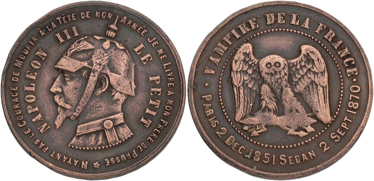 France. 1870. German satirical medal on German-French war - Napoleon III le petit. VF.