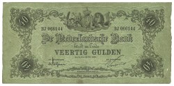 Nederland. 40 Gulden. Bankbiljet. Type 1860. - Zeer Fraai