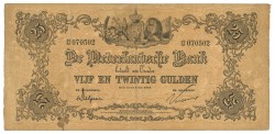 Nederland. 25 Gulden. Bankbiljet. Type 1860. - Zeer Fraai +