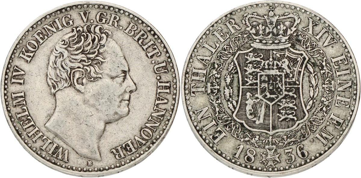 German States. Hanover. William IV. Thaler. 1836. VF / XF.