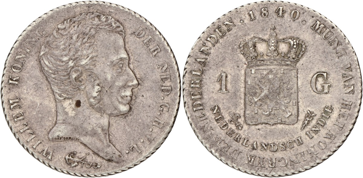 1 Gulden. Nederlands-Indië. Willem I. 1840. VF.