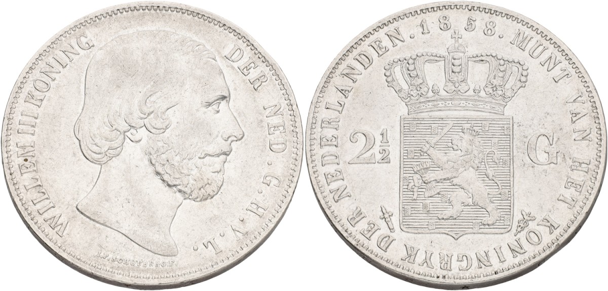 2½ Gulden. Willem III. 1858. XF.