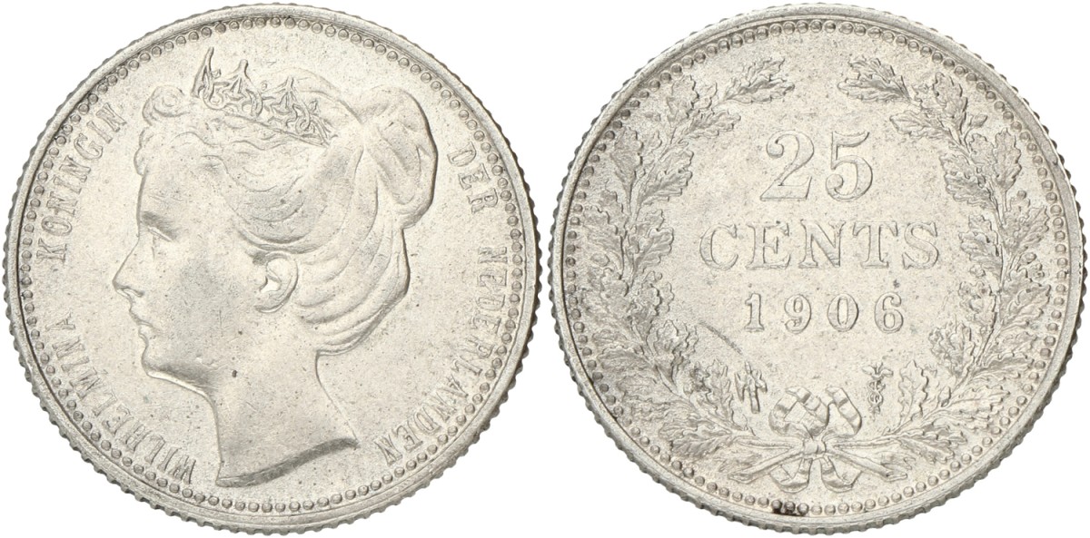 25 Cent. Wilhelmina. 1906. XF.