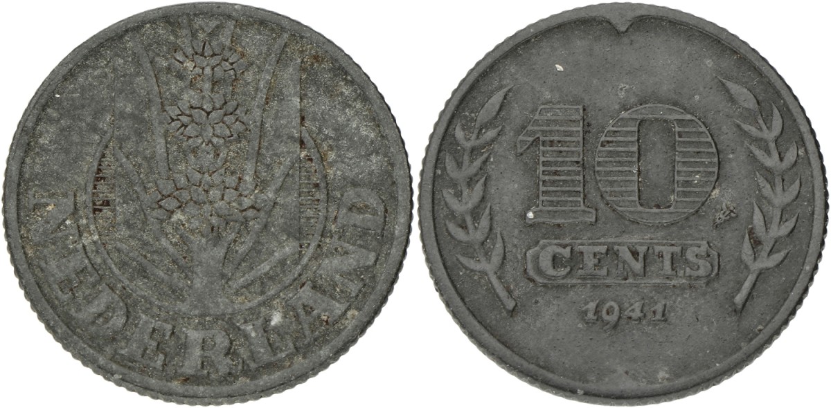 10 Cent - Driekruinenboom. 1941. VF +.