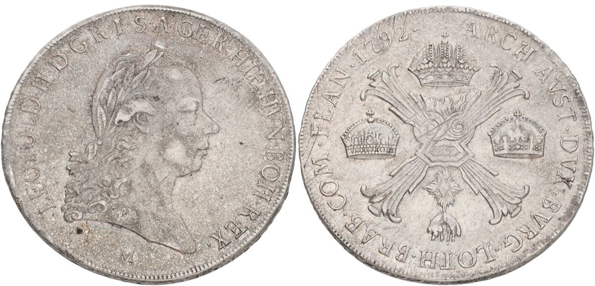 Kronenthaler. Brabant. Leopold II. 1792M. XF.