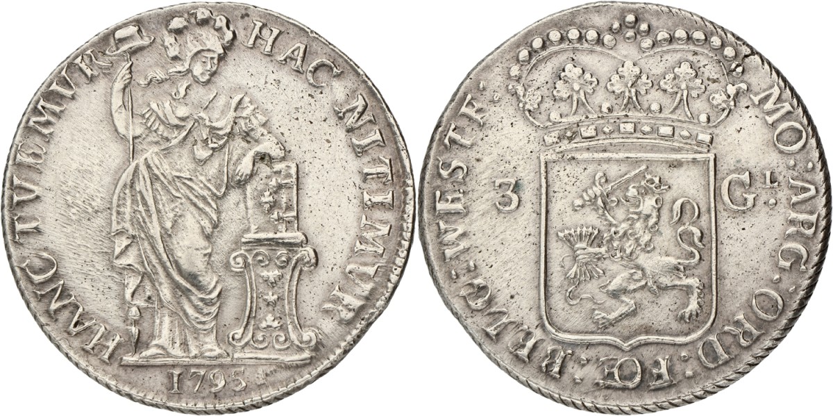 3 Gulden. West-Friesland. 1795. VF / XF.