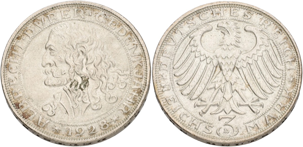 Germany. Weimar Republic. 3 Mark - Durer. 1928. XF.