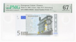 France. 5 Euro. Banknote. Type 2002. - PMG 67EPQ