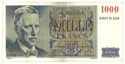 Belgium. 1000 Francs. Banknote. Type 1956. - Very fine +.