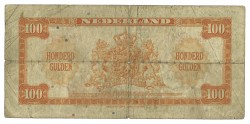 Nederland. 100 Gulden. Bankbiljet. Type 1943. - Fraai.