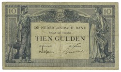 Nederland. 10 Gulden. Bankbiljet. Type 1921. Type Arbeid en Welvaart II. - Fraai / Zeer Fraai.