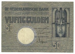 Nederland. 50 Gulden. Bankbiljet. Type 1929. Type Minerva. - Zeer Fraai.