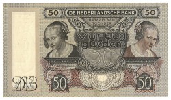 Nederland. 50 Gulden. Bankbiljet. Type 1941. Type Oestereetster. - Prachtig.