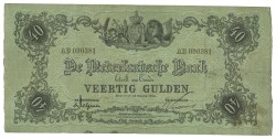 Nederland. 40 Gulden. Bankbiljet. Type 1860. - Zeer Fraai.