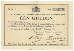 Nederland. 1 Gulden. Noodgeld. Type 1914. Type Amsterdam. - Prachtig -.