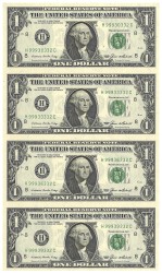 United States of America. Lot 4 Federal Reserve Banknotes. Banknotes. Type 1963-2025. Type H-Saint Louis, Missouri. - UNC.
