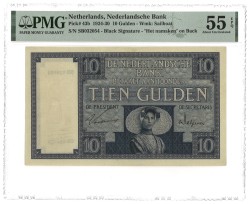 Nederland. 10 Gulden. Bankbiljet. Type 1924-1930. Type Zeeuws Meisje. - PMG 55EPQ