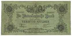 Nederland. 40 Gulden. Bankbiljet. Type 1860. - Zeer Fraai.