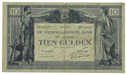 Nederland. 10 Gulden. Bankbiljet. Type 1904. Type Arbeid en Welvaart. - Fraai.