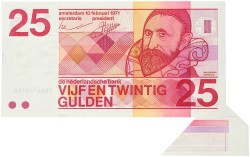 Nederland. 25 Gulden. Misdruk. Type 1971. Type Jan Pieterszon Sweelinck. - UNC.