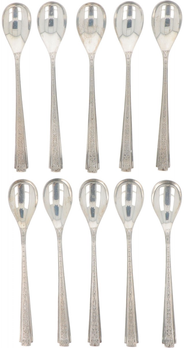 (10) delige set theelepeltjes zilver.