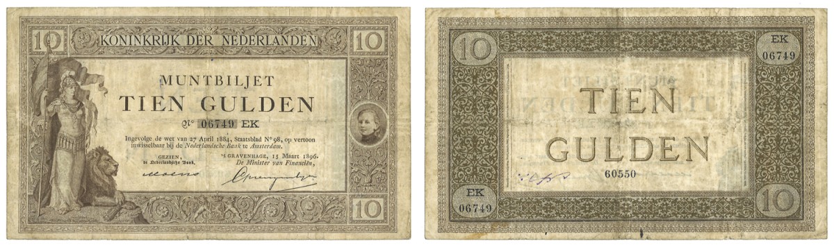 Nederland. 10 Gulden. Bankbiljet. Type 1894. - Zeer Fraai -