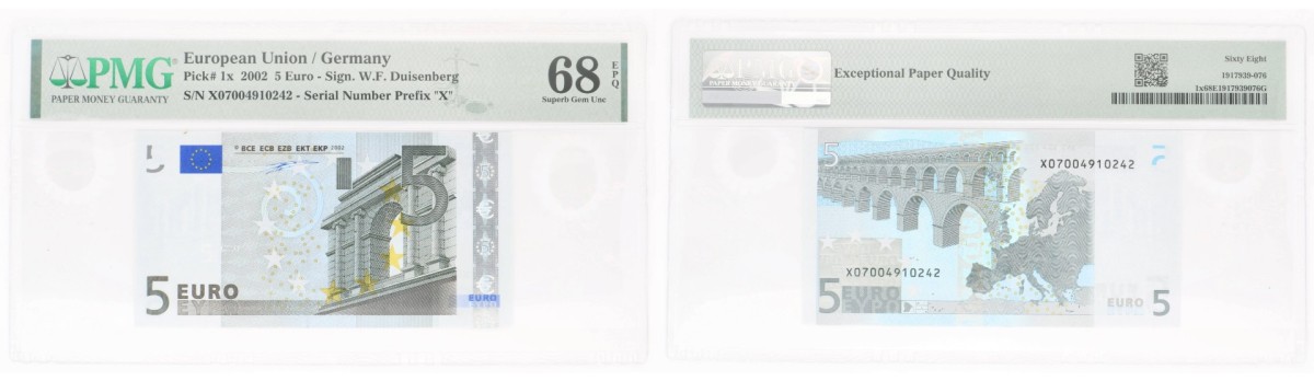 Germany. 5 Euro. Banknote. Type 2002. - PMG 68EPQ