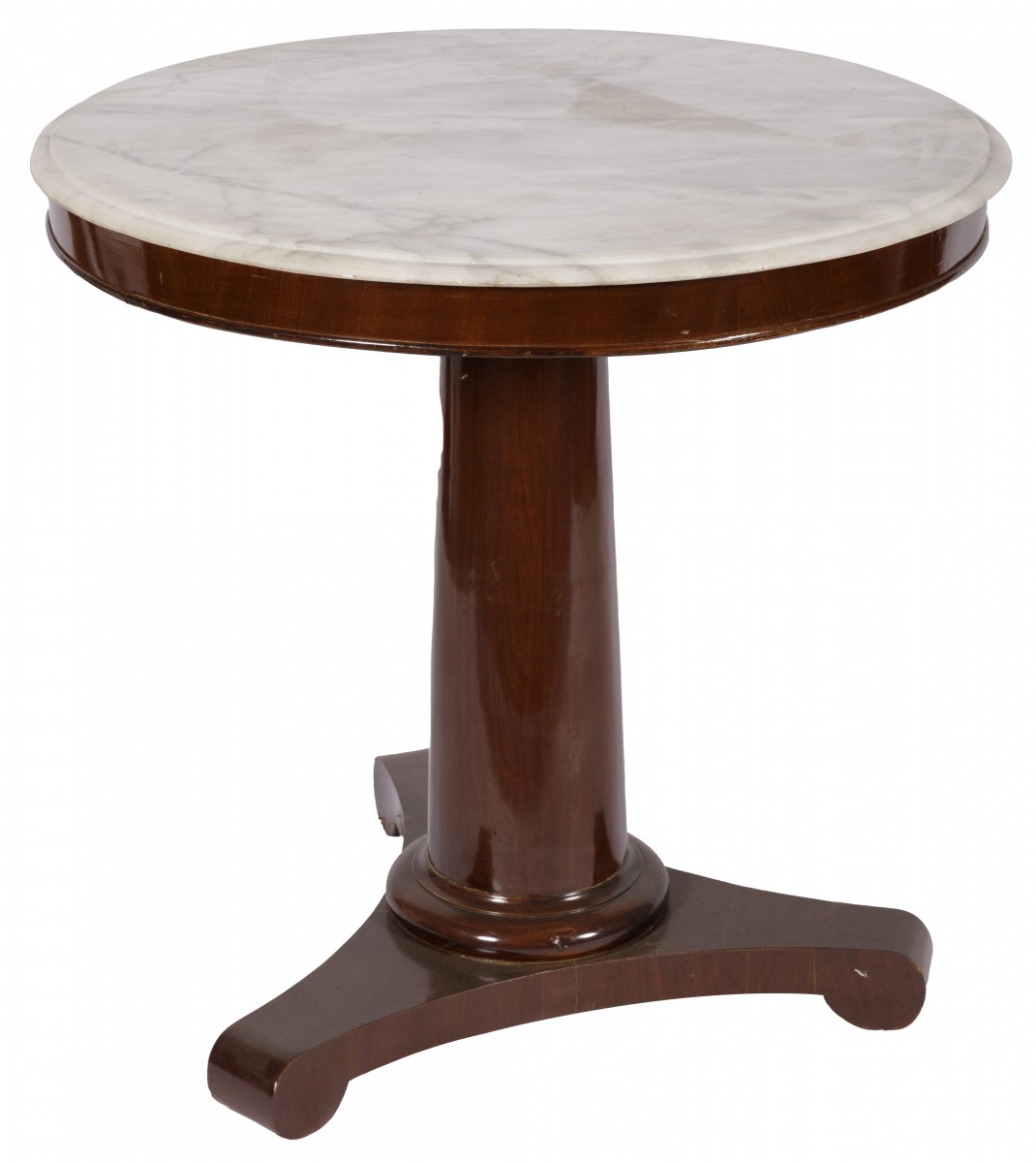 Een biedermeier-stijl mahoniehouten ronde tafel, Holland, 20e eeuw.