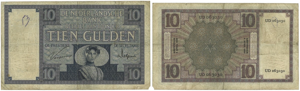 Nederland. 10 Gulden. Type Proefserie UD Zeeuws Meisje. - Zeer Fraai.