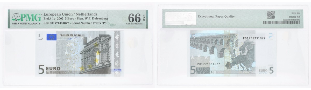 Netherlands. 5 Euro. Banknote. Type 2002. - PMG 66