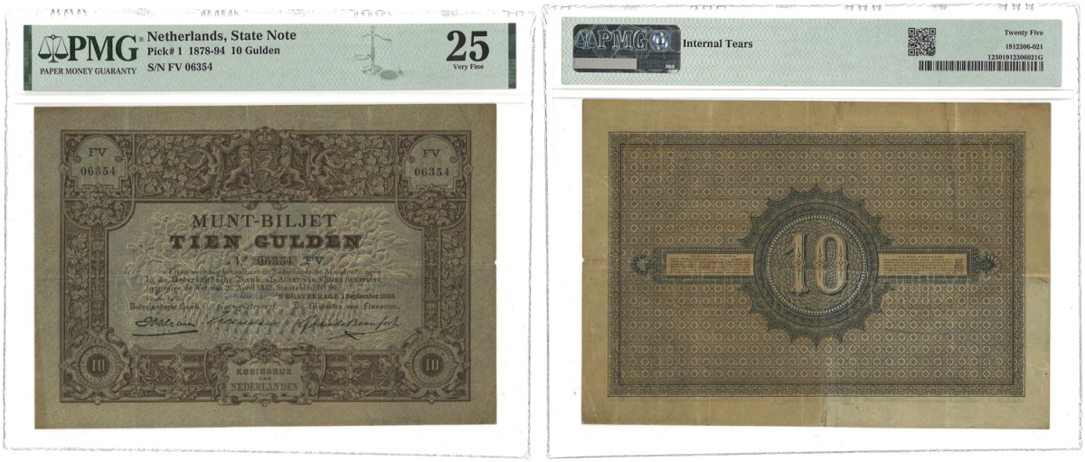 Nederland. 10 Gulden. Bankbiljet. Type 1878 - 1894. R. - PMG 25