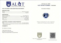 Platinum ring set with 7.5 ct natural untreated sapphire (Sri Lanka Ceylon) and diamond, included ALGT certificate