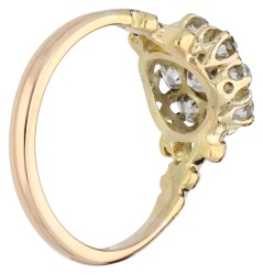 14K geelgouden entourage ring bezet met ca. 1.09 ct. diamant