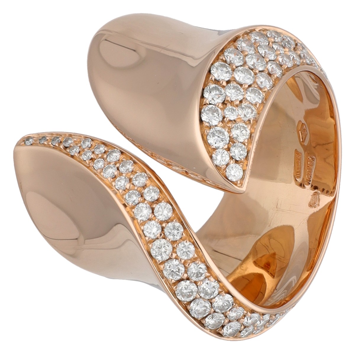 18K roségouden slag ring bezet met ca. 1.90 ct. diamanten