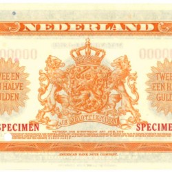 Nederland 2½ gulden Muntbiljet Type 1943 Wilhelmina I - UNC