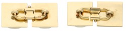 14K geelgouden manchetknopen met diamant en zwart emaille