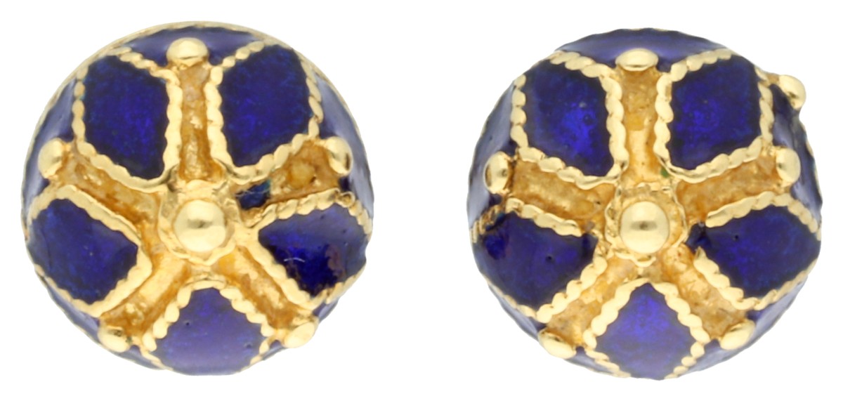 18K geelgouden vintage oorstekers met emaille