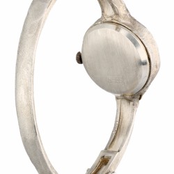 Zilveren gematteerd design bangle dames polshorloge - 925/1000.
