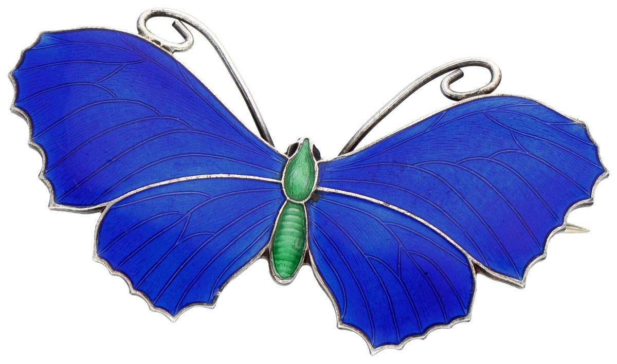 Goudwisselkantoor auction: Sterling silver butterfly brooch with enamel