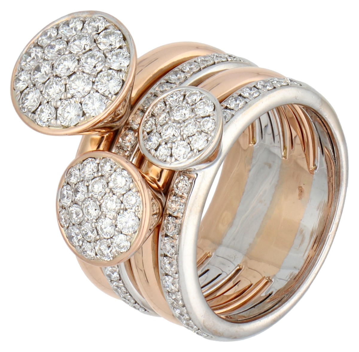 Hulchi Belluni  Funghetti 18K bicolor gouden ring bezet met diamant