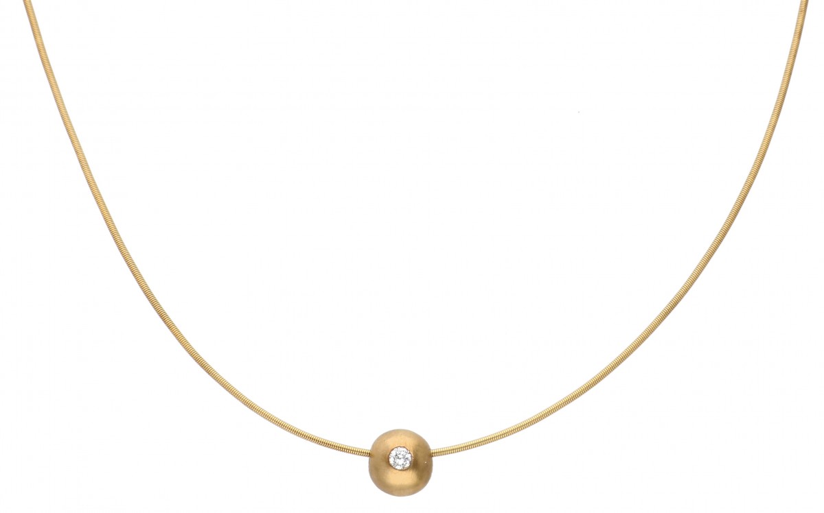 Geelgouden klassieke Niessing Coil met de Diamond Sphere pendant - 18 kt.