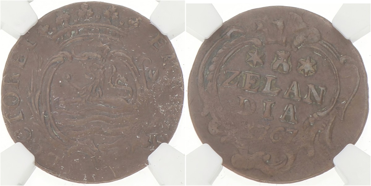 Duit. Zeeland. 1767. AU 58 BN