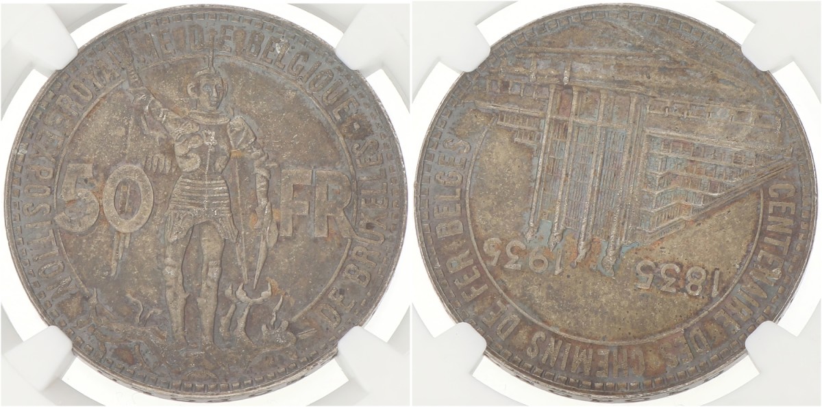 Belgium. 50 Francs. 1935 FR. Position B. MS 64