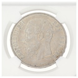 Belgium. Leopold II. 5 Francs. 1876. AU 58